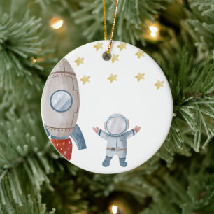 Personalisiert Baby Boy Astronaut Erste Weihnachte Keramik Ornament