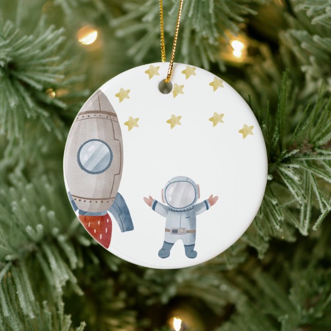Personalisiert Baby Boy Astronaut Erste Weihnachte Keramik Ornament (Baum)