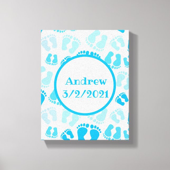 Personalisiert Baby Boy Baby Feet Leinwanddruck (Vorderseite)