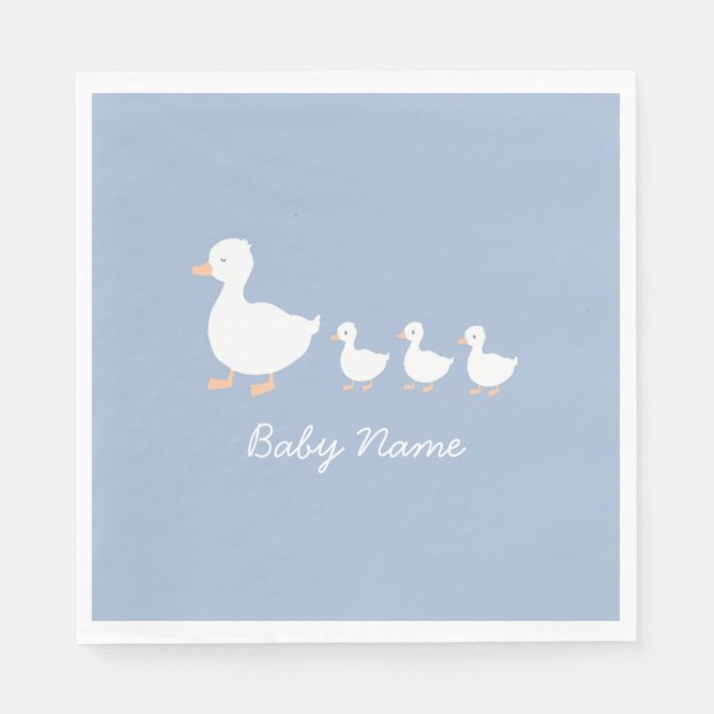 Personalisiert Baby Boy Duckling Party Napkins Serviette (Vorderseite)