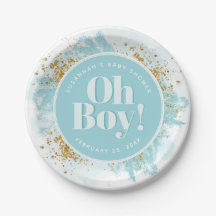Personalisiert Baby Boy Dusche Aquarell Glitzer