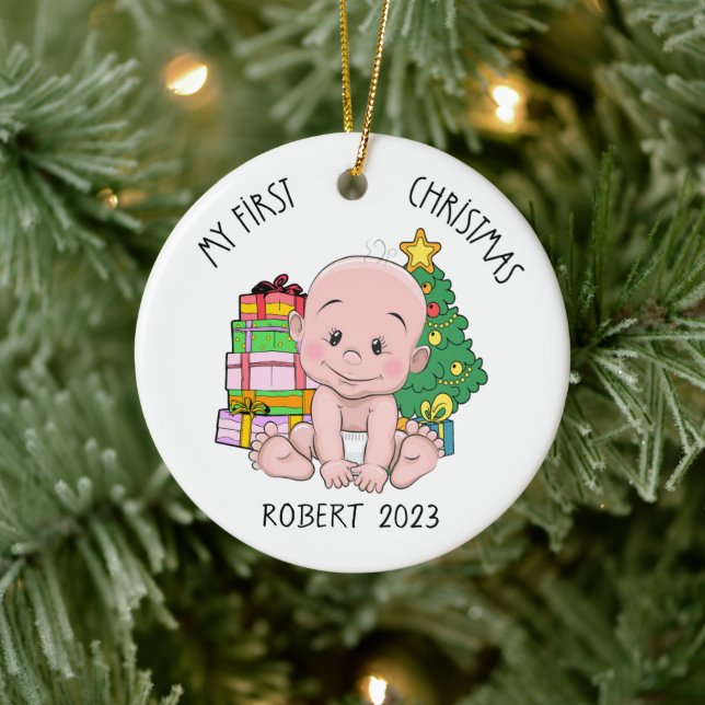 Personalisiert Baby Boy First Christmas Ornament (Baum)