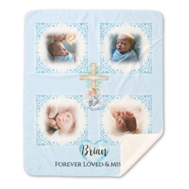 Personalisiert Baby Boy Foto Blanket Geschenk Sherpadecke (personalized-baby-boy-photo-blanket-memorial-gift)