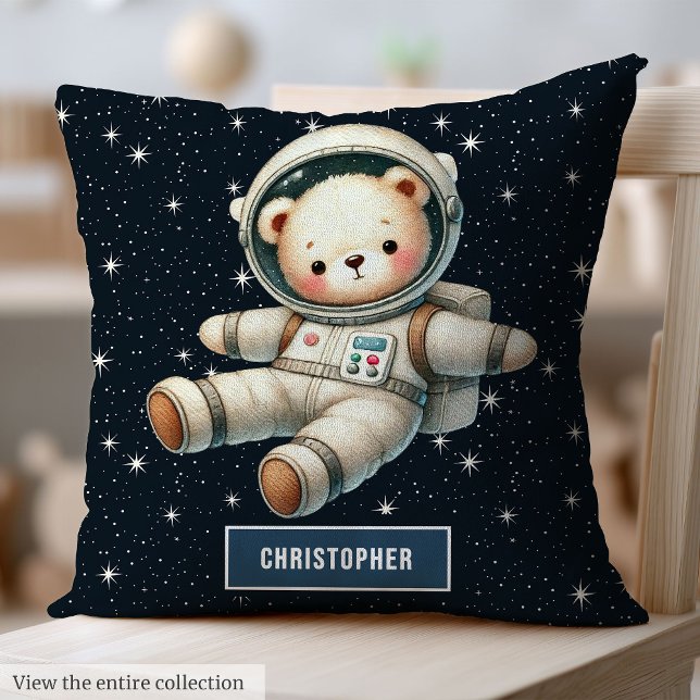 Personalisiert Baby Boy Pillow Teddy Bear Astronau Kissen (Personalized Baby Boy Pillow Teddy Bear Astronaut)
