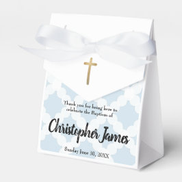 Personalisiert Baby Boy Taufe Blue Gold Cross Geschenkschachtel