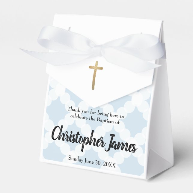 Personalisiert Baby Boy Taufe Blue Gold Cross Geschenkschachtel (Vorderseite)