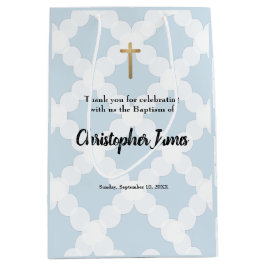 Personalisiert Baby Boy Taufe Blue Gold Cross Mittlere Geschenktüte