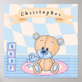 Personalisiert Baby Boy Teddy Bear Kinderzimmer Po Poster