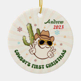 Personalisiert Baby Cowboy First Christmas Keramik Ornament