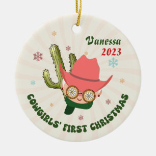 Personalisiert Baby Cowgirl Keramik Ornament