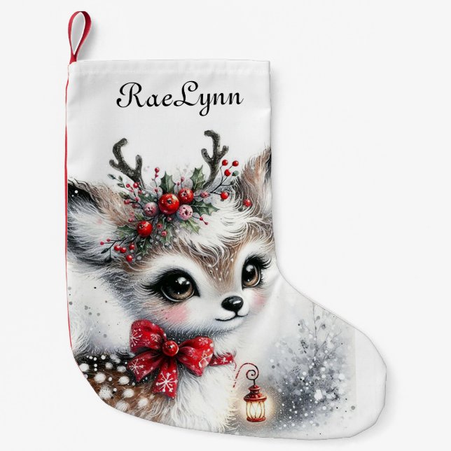 Personalisiert Baby Deer Kleiner Weihnachtsstrumpf (Vorderseite)