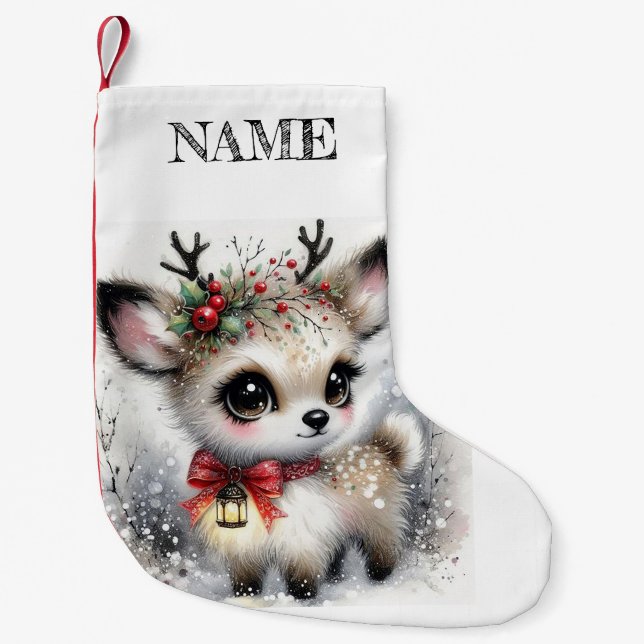 Personalisiert Baby Deer Kleiner Weihnachtsstrumpf (Vorderseite)