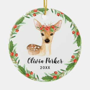 Personalisiert Baby Deer Niedlich Baby Girl Foto Keramik Ornament