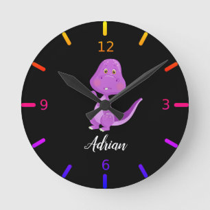 Personalisiert Baby Dinosaur Runde Wanduhr