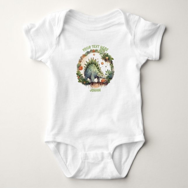 Personalisiert Baby Dinosaurier Bodysuit Strampler (Vorderseite)