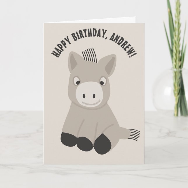 Personalisiert Baby Donkey Geburtstag Karte (Vorderseite)