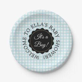 Personalisiert Baby Dusche Blue Zickzack Paper Tel Pappteller