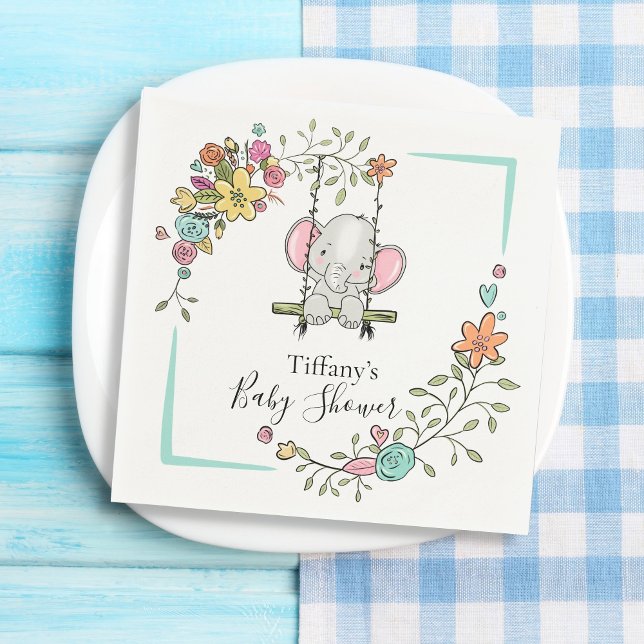 Personalisiert Baby Dusche Niedlich Elephant Boy F Serviette (Von Creator hochgeladen)