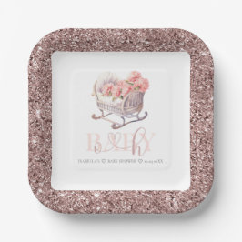 Personalisiert Baby Dusche Pastell Baby Basket Pappteller