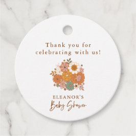 Personalisiert Baby Dusche Retro Earthy Boho Flora Geschenkanhänger