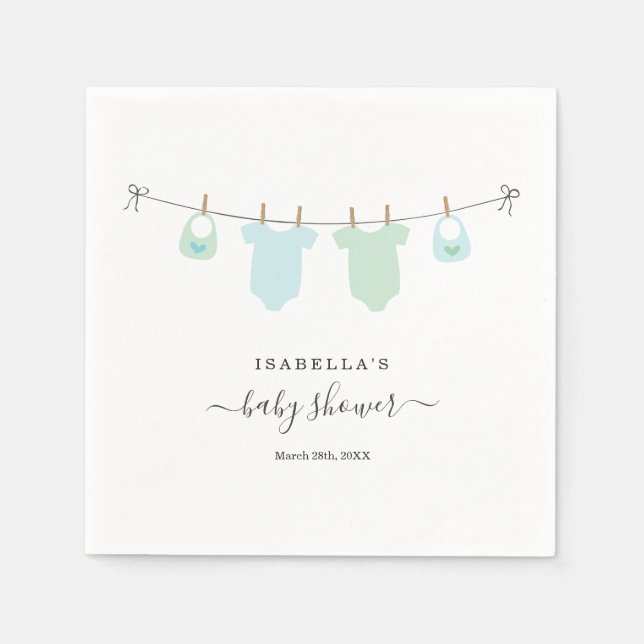 Personalisiert Baby Dusche Twins Boys Serviette (Vorderseite)