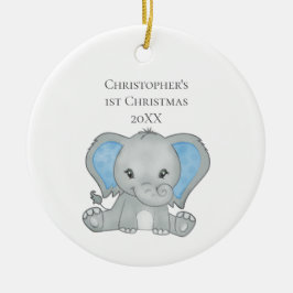 Personalisiert Baby Elephant Blue Baby 1. Weihnach Keramik Ornament