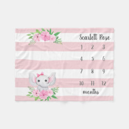 Personalisiert Baby Elephant Foto Meilenstein Fleecedecke