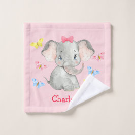 Personalisiert Baby Elephant Girls Pink Waschlappen