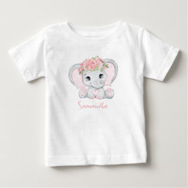 Personalisiert Baby Elephant Pink Girls Babydusche T-shirt