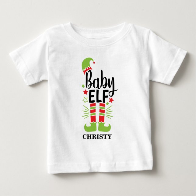 Personalisiert Baby Elf T-shirt (Vorderseite)