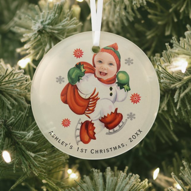 Personalisiert Baby Face Foto Chubby Santa Ornament Aus Glas (InSitu)