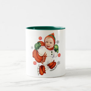 Personalisiert Baby Face Foto Chubby Santa Zweifarbige Tasse