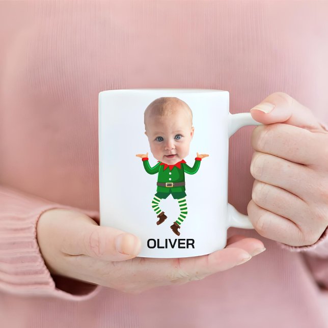 Personalisiert Baby Face Funny Christmas Elf Kaffeetasse (Von Creator hochgeladen)