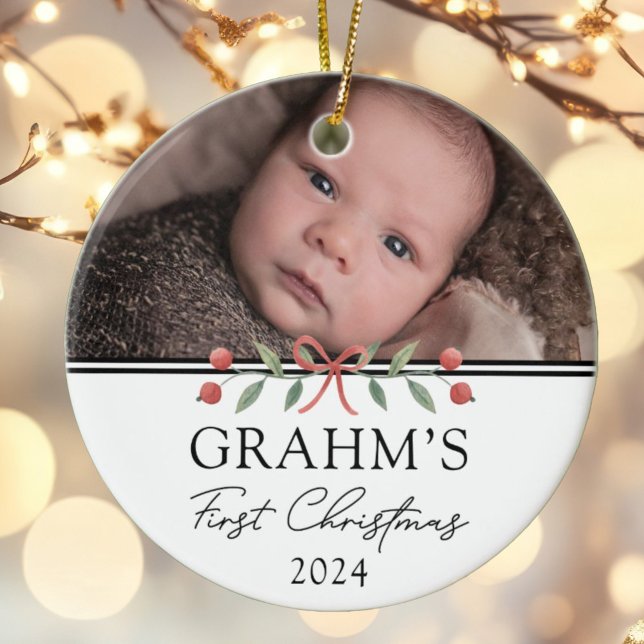 Personalisiert Baby First Christmas Foto Keramik Ornament (Von Creator hochgeladen)