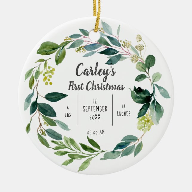 Personalisiert Baby First Christmas Keramik Orname Ornament (Vorne)