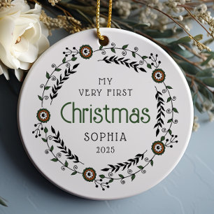 Personalisiert Baby First Christmas Nordic Keramik Ornament