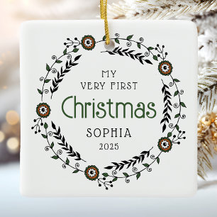 Personalisiert Baby First Christmas Nordic Keramikornament