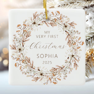 Personalisiert Baby First Christmas Wildblumen Keramikornament