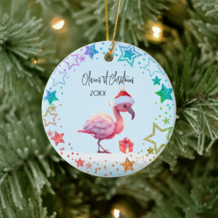 Personalisiert Baby Flamingo, Baby's First Christm Keramik Ornament