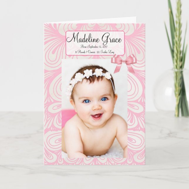 Personalisiert Baby Girl Birth Announcement Card Ankündigung (Vorderseite)