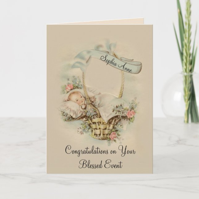 Personalisiert Baby Girl Boy Gratulations Card Karte (Vorderseite)