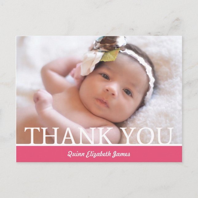 Personalisiert Baby Girl Dankeschön Card - 4.25 x  Ankündigungspostkarte (Vorderseite)