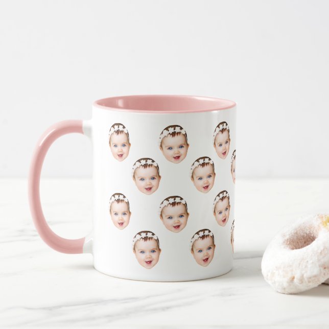 Personalisiert Baby Girl Face Foto Tasse (Mit Donut)
