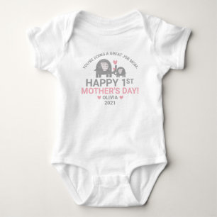 Personalisiert Baby Girl First Mother's Day Elepha Strampler
