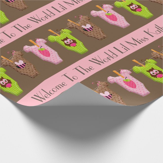 Personalisiert Baby Girl Geschenkpapier (Ecke)