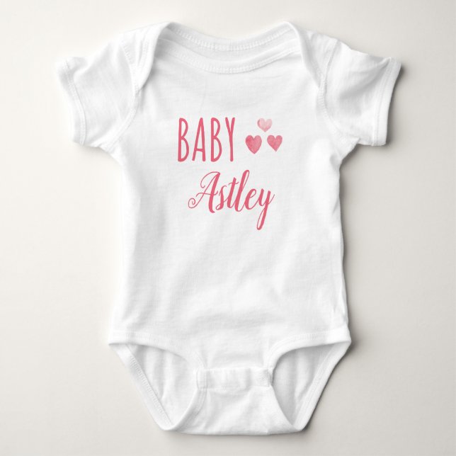 Personalisiert Baby Girl Herzname Baby Strampler (Vorderseite)