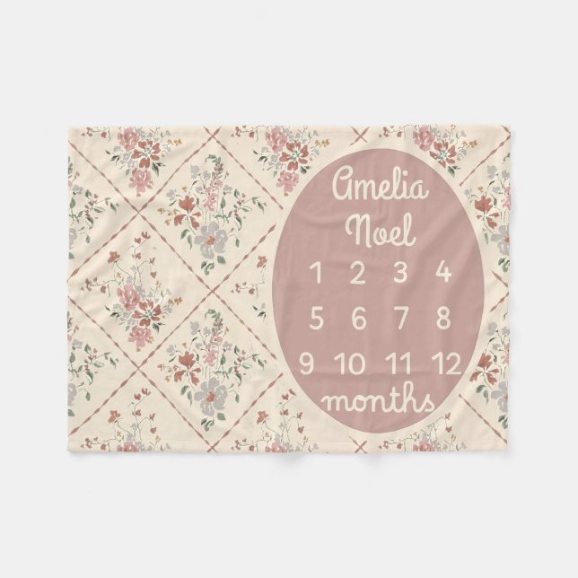 Personalisiert Baby Girl Meilenstein Schuhe indivi Fleecedecke (Vorderseite (Horizontal))