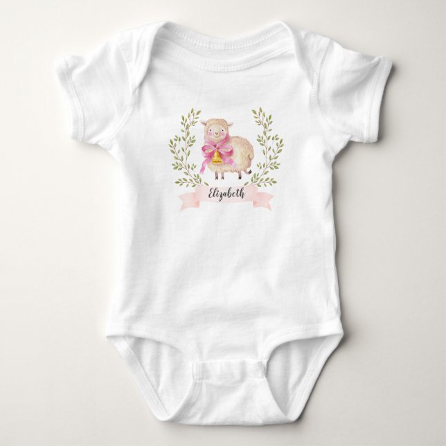 Personalisiert Baby Girl Mein erstes Osterlammchen Baby Strampler (Vorderseite)
