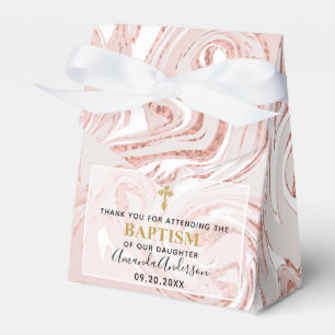 Personalisiert Baby Girl Rose Gold Marmor Taufe Geschenkschachtel