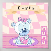 Personalisiert Baby Girl Teddy Bear Kinderzimmer